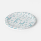 Arctic Blue Folk Art Winter Thema Pappteller (Schrägansicht)