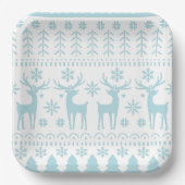 Arctic Blue Folk Art Winter Thema Pappteller (Vorderseite)