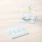 Arctic Blue Folk Art Winter Thema Rechteckiger Pappuntersetzer (Vor Ort)