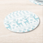 Arctic Blue Folk Art Winter Thema Runder Pappuntersetzer (Angewinkelt)