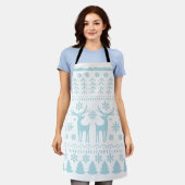 Arctic Blue Folk Art Winter Thema Schürze (Getragen)