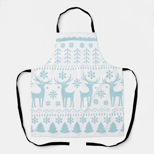 Arctic Blue Folk Art Winter Thema Schürze (Vorderseite)