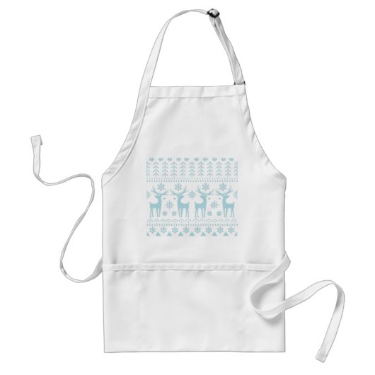 Arctic Blue Folk Art Winter Thema Schürze (Vorne)