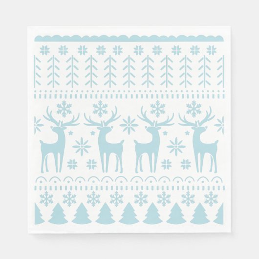 Arctic Blue Folk Art Winter Thema Serviette (Vorderseite)