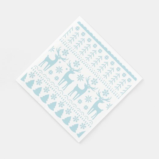 Arctic Blue Folk Art Winter Thema Serviette (Ecke)