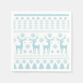 Arctic Blue Folk Art Winter Thema Serviette