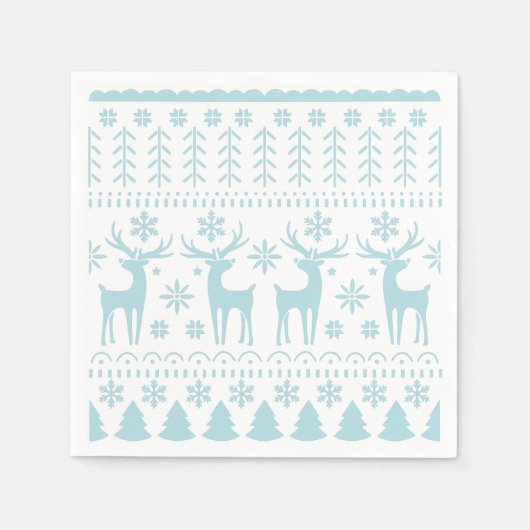 Arctic Blue Folk Art Winter Thema Serviette (Vorderseite)