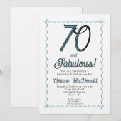 Arctic Blue Seventy and Fabulous 70th Birthday Einladung (Vorne/Hinten)
