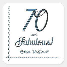 Arctic Blue Seventy and Fabulous 70th Birthday Quadratischer Aufkleber