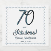 Arctic Blue Seventy and Fabulous 70th Birthday Schaumweinetikett (Einzelnes Label)