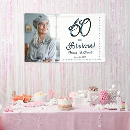 Arctic Blue Sixty and Fabulous 60th Birthday Party Banner (Party)