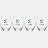Arctic Blue Sixty and Fabulous 60th Birthday Party Weinglas Ohne Stiel (Vorderseite)