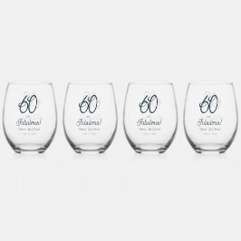 Arctic Blue Sixty and Fabulous 60th Birthday Party Weinglas Ohne Stiel
