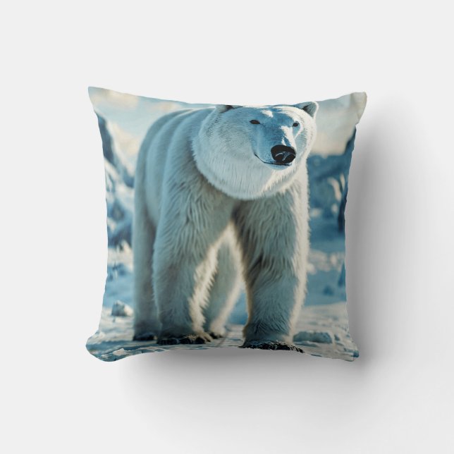 Arctic Climate Bear Throw Kissen (Vorderseite)