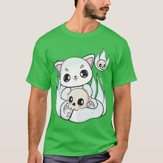 Arctic Fo Plays With Kawaii Halloweenoy For Horror T-Shirt (Vorderseite)