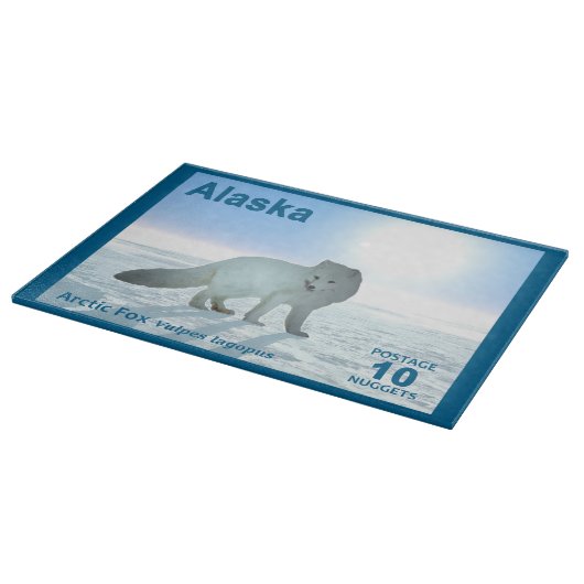 Arctic Fox - Alaska Postage Schneidebrett (Ecke)