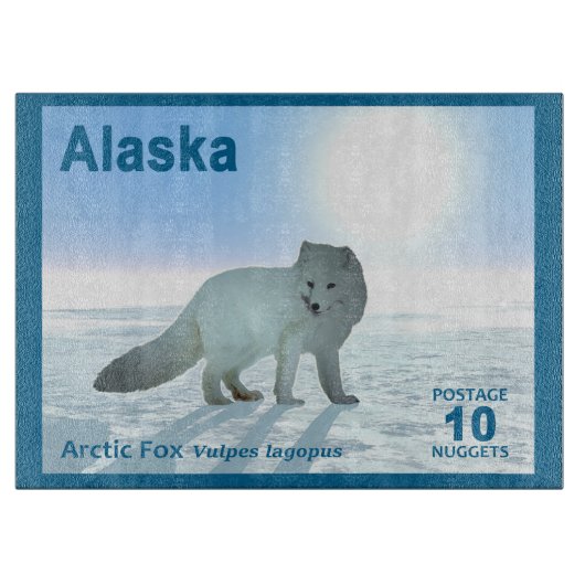 Arctic Fox - Alaska Postage Schneidebrett (Vorderseite)