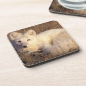 Arctic fox, Alopex lagopus Untersetzer (Linke Seite)