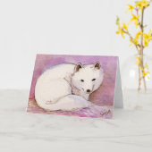Arctic Fox Aquarellgrüße Karte (Gelbe Blume)