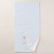 Arctic Fox Art on Icy Blue Background 3pc Bath Set