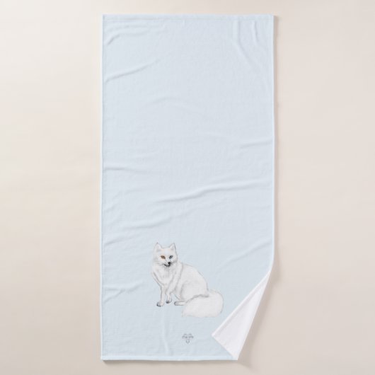 Arctic Fox Art on Icy Blue Background 3pc Bath Set (Badehandtuch)