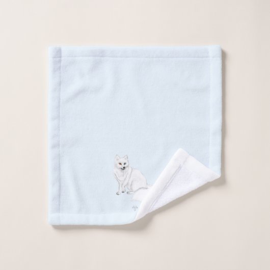 Arctic Fox Art on Icy Blue Background 3pc Bath Set (Waschlappen)