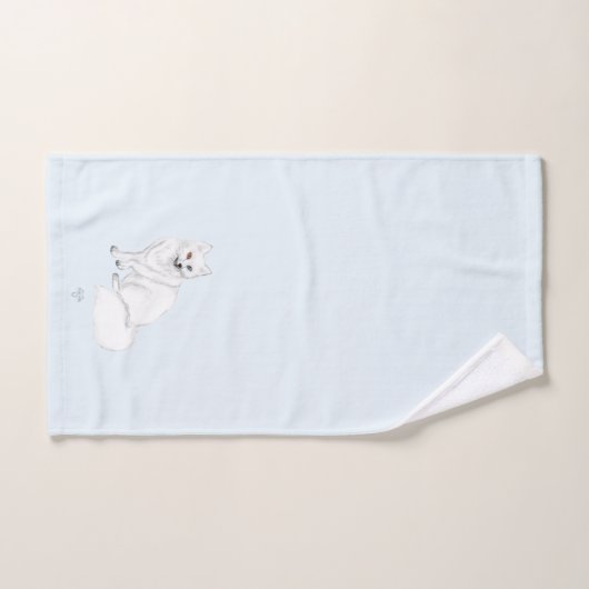 Arctic Fox Art on Icy Blue Background 3pc Bath Set (Handtuch)