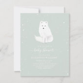 Arctic Fox Baby Boy Winter Snow Blue Baby Dusche I Einladung (Vorderseite)