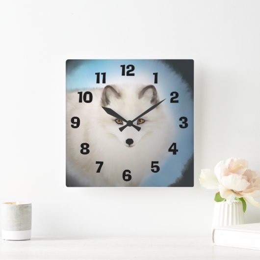 Arctic Fox Clock Quadratische Wanduhr (Zuhause)