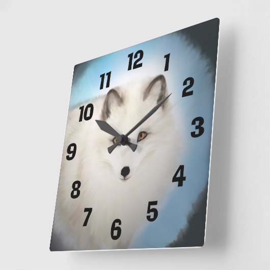 Arctic Fox Clock Quadratische Wanduhr (Winkel)