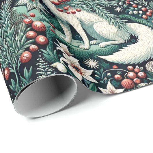 Arctic Fox I Holiday Gift Wrap Geschenkpapier (Rolleneckpunkt)