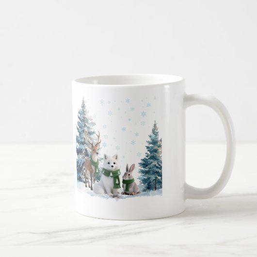 Arctic Fox Moose and Hare Winter Wildlife Trio Kaffeetasse (Rechts)
