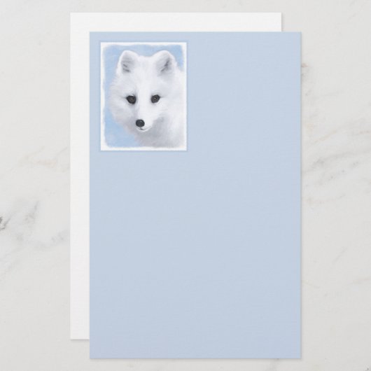 Arctic Fox Painting - Original Wildlife Art Briefpapier (Vorne/Hinten)
