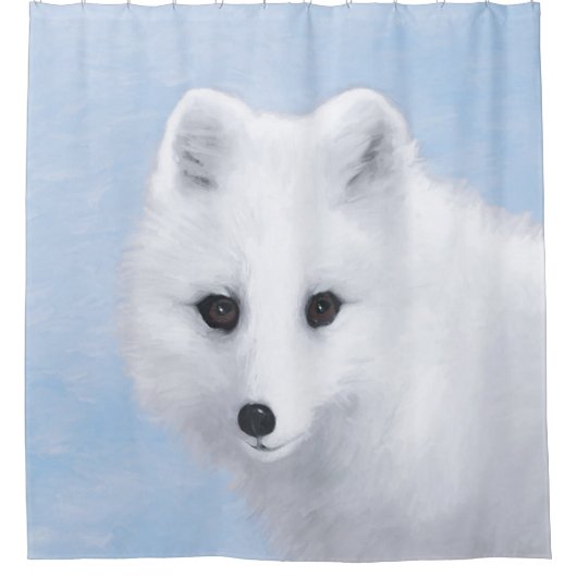 Arctic Fox Painting - Original Wildlife Art Duschvorhang (Vorderseite)