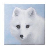 Arctic Fox Painting - Original Wildlife Art Fliese (Vorderseite)