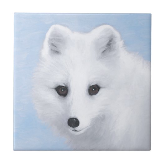 Arctic Fox Painting - Original Wildlife Art Fliese (Vorderseite)