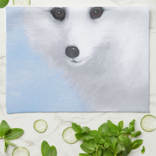 Arctic Fox Painting - Original Wildlife Art Geschirrtuch (Gefaltet)