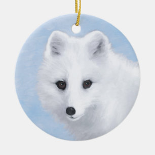 Arctic Fox Painting - Original Wildlife Art Keramik Ornament
