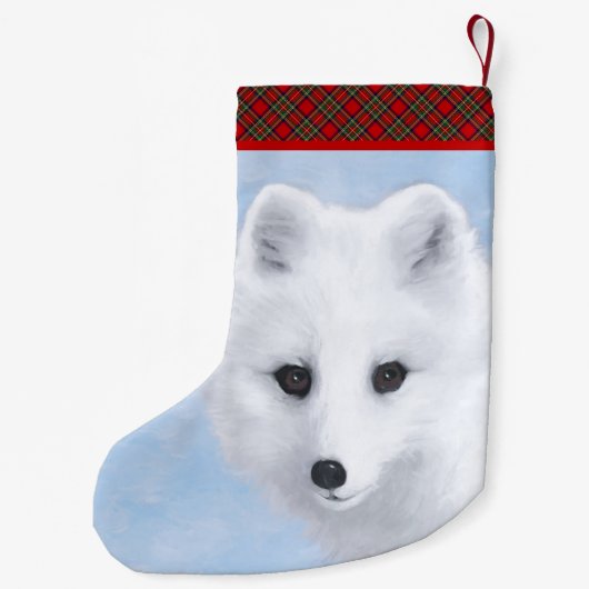 Arctic Fox Painting - Original Wildlife Art Kleiner Weihnachtsstrumpf (Rückseite)