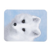Arctic Fox Painting - Original Wildlife Art Magnet (Horizontal)