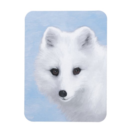 Arctic Fox Painting - Original Wildlife Art Magnet (Vertikal)