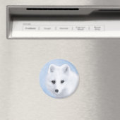 Arctic Fox Painting - Original Wildlife Art Magnet (In Situ (Geschirrspüler))