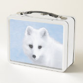 Arctic Fox Painting - Original Wildlife Art Metall Brotdose (Rückseite)