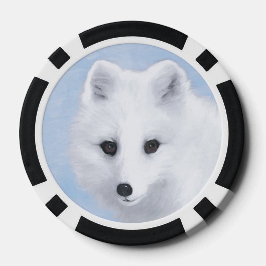 Arctic Fox Painting - Original Wildlife Art Pokerchips (Rückseite)