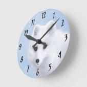 Arctic Fox Painting - Original Wildlife Art Runde Wanduhr (Winkel)