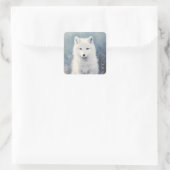 Arctic Fox Pup Winter Portrait Quadratischer Aufkleber (Tasche)