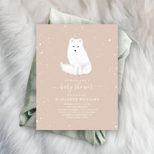 Arctic Fox Snow Pink Baby Winter Baby Dusche Einladung