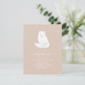 Arctic Fox Snow Pink Baby Winter Baby Dusche Einladung (Stehend Vorderseite)