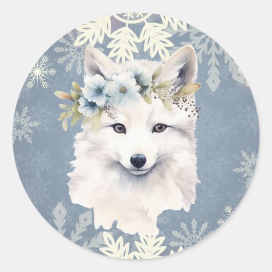 Arctic Fox Snowflake Stickers (Vorderseite)