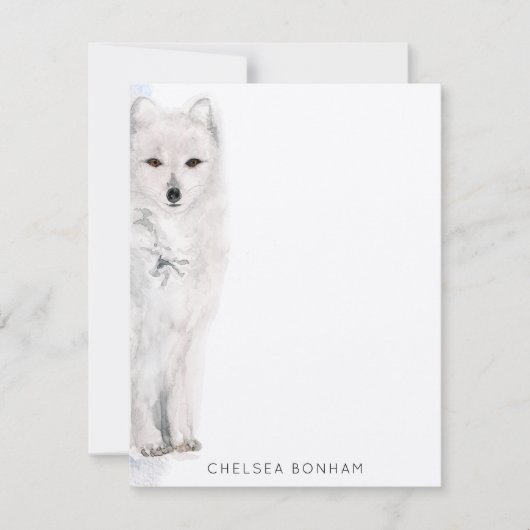 Arctic Fox Watercolor Mitteilungskarte (Vorderseite)